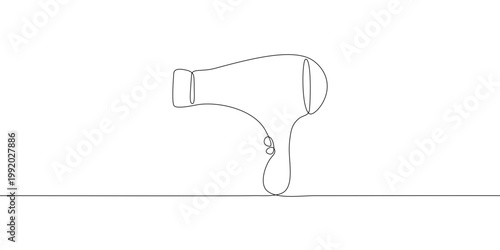 Continuous line drawing of Hair dryer isolate on white background.
