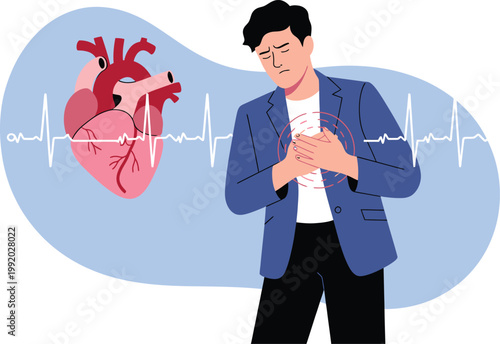 Businessman holding red heart shaped chart with rising graph line, finance concept