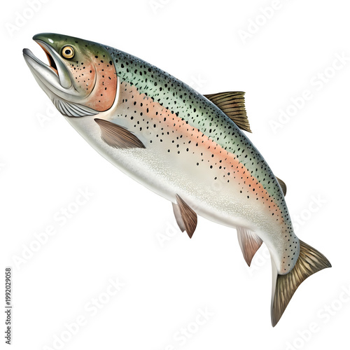 A colorful rainbow trout swimming in the water with vibrant scales