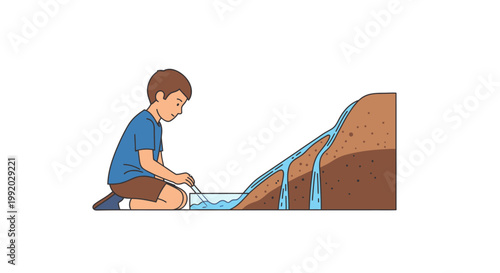 Boy building model landscape architecture.