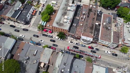 Aerial view of Queen Street West in Toronto