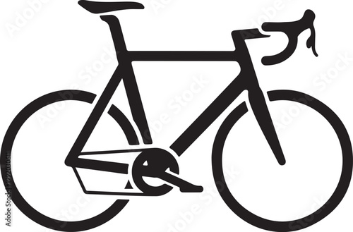 Black bicycle icon, road bike silhouette, cycling vector, bike graphic