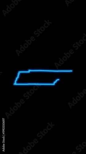Mobile Vertical Resolution, 2160x3840 Pixels, Tennessee State (USA) Map Neon Lights, Tennessee State Neon Lights Map Opener Suitable for Elections, July 4th and Memorial Day