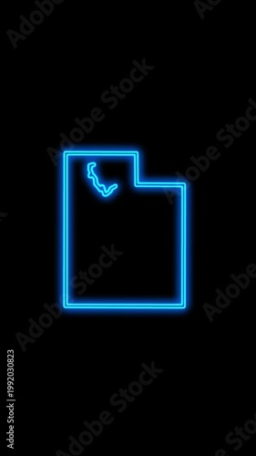 Mobile Vertical Resolution, 2160x3840 Pixels, Utah State (USA) Map Neon Lights, Utah State Neon Lights Map Opener Suitable for Elections, July 4th and Memorial Day