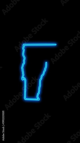 Mobile Vertical Resolution, 2160x3840 Pixels, Vermont State (USA) Map Neon Lights, Vermont State Neon Lights Map Opener Suitable for Elections, July 4th and Memorial Day