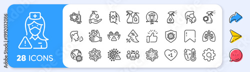Coronavirus line icons. Interest rate, AI generate, Inflation icons. Medical Mask, Washing Hands, Corona Virus Symptoms. Social Distance, Hand Sanitizer, Face mask line icons. Vector