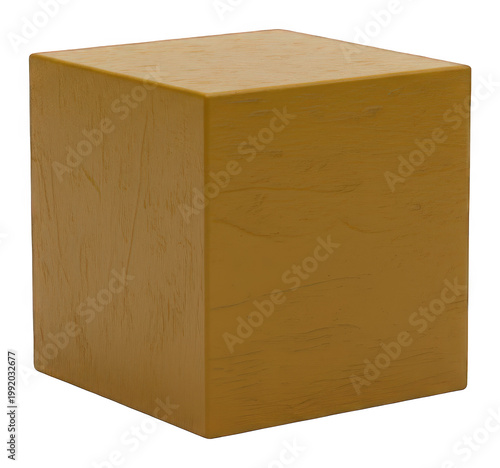 Mustard yellow wood cube mockup isolated transparent