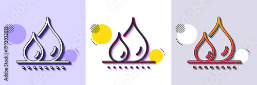 Waterproof line icon. Halftone dotted pattern. Gradient icon with grain shadow. Water resistant sign. Drop protection symbol. Line waterproof icon. Various designs. Vector