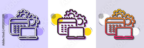 Software line icon. Halftone dotted pattern. Gradient icon with grain shadow. Code deployment sign. Develop application symbol. Line software icon. Various designs. Vector
