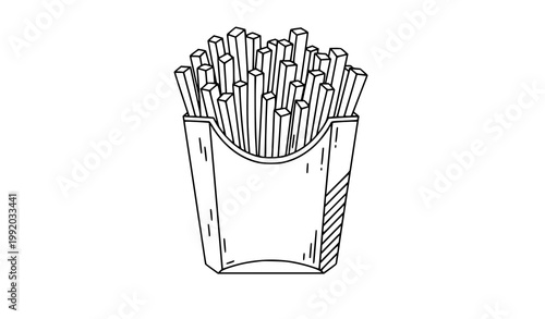 Fries pack outline icon takeaway food vector design