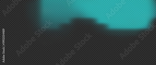 Turquoise mist effect with soft cyan glow and foggy texture on dark background. Abstract blurred water underwater atmosphere and cold light leak for cinematic tech design