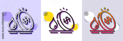 Fuel prices line icon. Halftone dotted pattern. Gradient icon with grain shadow. Petrol price sign. Diesel rate symbol. Line fuel price icon. Various designs. Vector