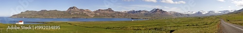View of Borgarfjoerður fjord, Bakkagerði, Iceland, Atlantic Ocean
