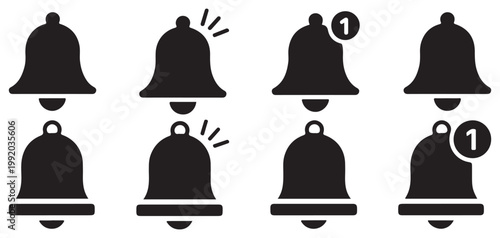 Ringing notification bell icon with vibration lines for active alerts. vector illustration eps 10
