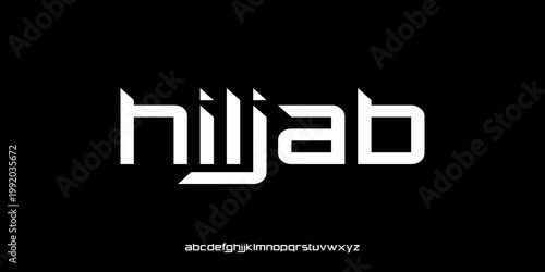 Vector illustration of a futuristic angular style alphabet letter display inspired by sharp geometric shapes and cyberpunk aesthetics.