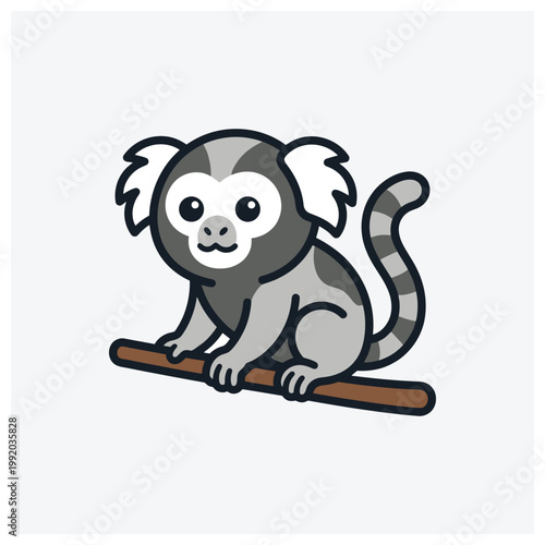 Cute stylized monkey sitting on a branch, ideal for jungle themes or animal greetings