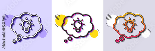 Energy line icon. Halftone dotted pattern. Gradient icon with grain shadow. Lightbulb sign. Electric power symbol. Line energy icon. Various designs. Vector