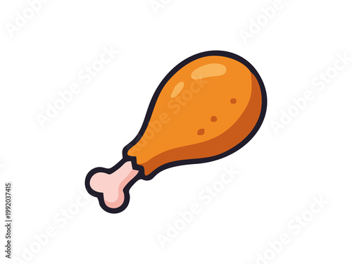 Fried chicken drumstick icon illustration isolated on white background