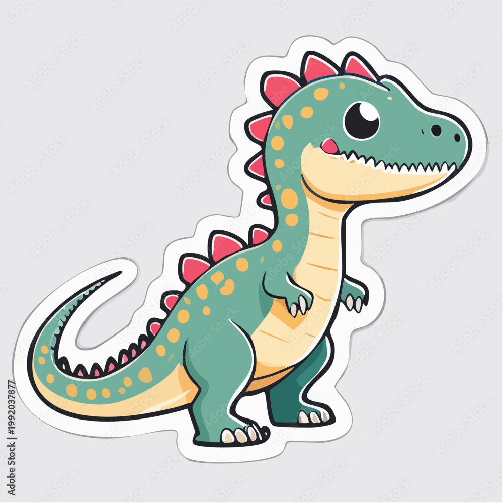Obraz premium Cute cartoon dinosaur sticker