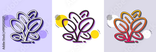 Spinach line icon. Halftone dotted pattern. Gradient icon with grain shadow. Salad leaves sign. Farm lettuce symbol. Line spinach icon. Various designs. Vector