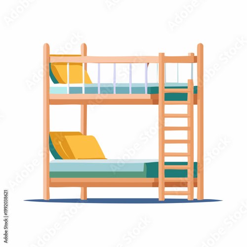 Bunk Bed with Ladder and Pillows