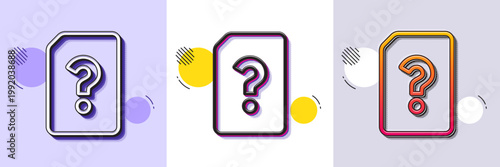 Unknown Document line icon. Halftone dotted pattern. Gradient icon with grain shadow. File with Question mark sign. Untitled Paper page concept symbol. Line unknown file icon. Various designs. Vector