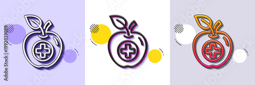 Medical food line icon. Halftone dotted pattern. Gradient icon with grain shadow. Health apple sign. Line medical food icon. Various designs. Vector