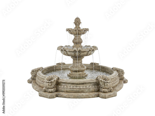 Foto Garden fountain isolated on white background.