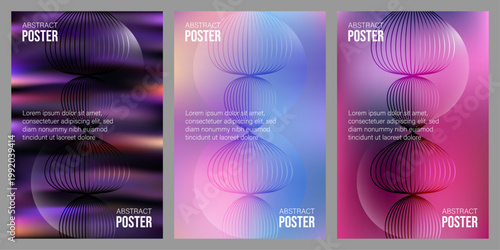 Foto Modern posters with swirling lines and gradient backgrounds gradient background