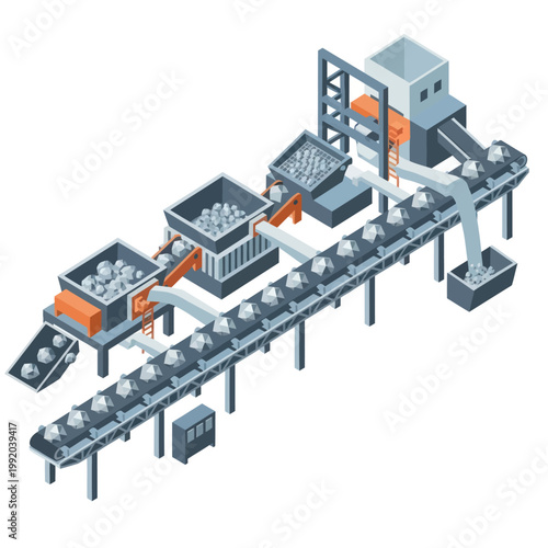 Fotografie Isometric Illustration of a Modern Automated Industrial Production Line