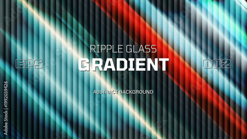 Glass fractal gradient with smooth transitions and fluted effect, Ripple gradient background design, dynamic blending bright colors and geometry for trendy Y2K design poster
