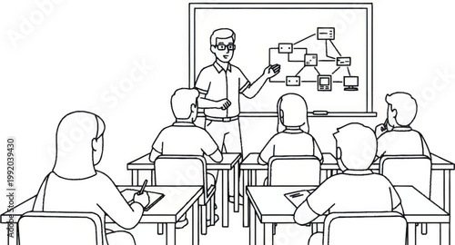 Students sitting in classroom listening.