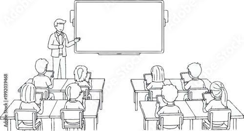 Cuadro en lienzo Teacher standing in front classroom.