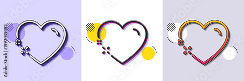 Heart line icon. Halftone dotted pattern. Gradient icon with grain shadow. Love emotion sign. Valentine day symbol. Line heart icon. Various designs. Vector