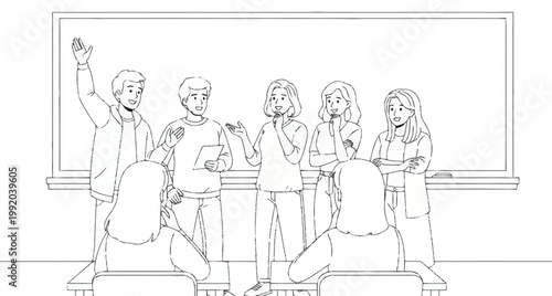 Group of happy young adults dancing.