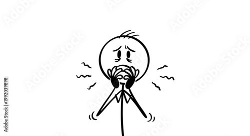 A frustrated man with a headache.