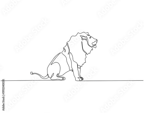 Continuous one line drawing of lion. One line drawing illustration of lion animal. Lion animal concept single line. Editable outline