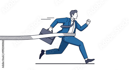 Businessman Running With Briefcase In Hand.