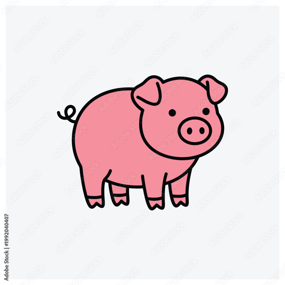 Fototapeta premium Minimalist cartoon pig silhouette drawing
