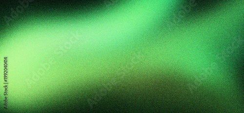 Grainy green gradient background with retro film noise texture, abstract blurry light leak effect for lo-fi aesthetic, soft emerald glow on dark backdrop, vintage cinematic atmospheric overlay