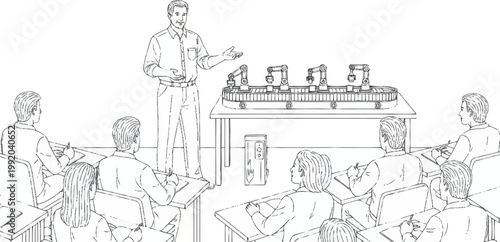 Businessman giving presentation to colleagues.