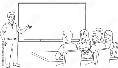 Photos Businessman giving presentation to colleagues.