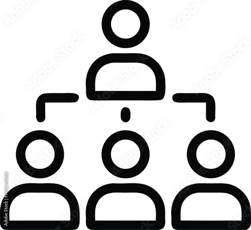 Organizational chart icon depicting hierarchical structure with leader and team members.