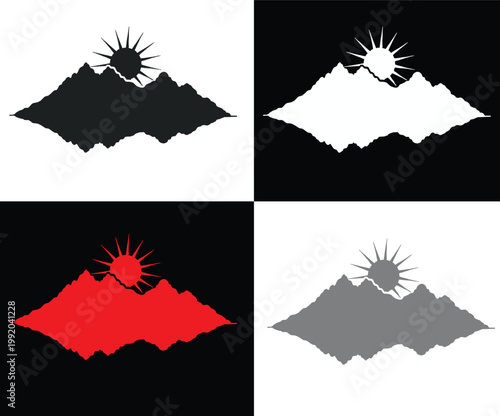 Four color variations of a bat silhouette flying at sunset