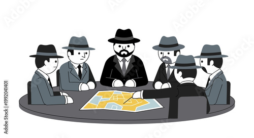 Group of men in suits sitting.