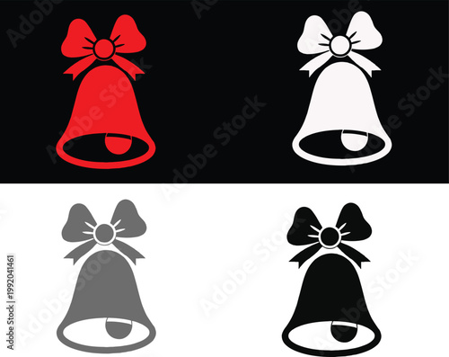 Four color variations of bell with bow illustration