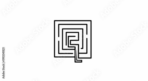 Simple black maze graphic on a white background