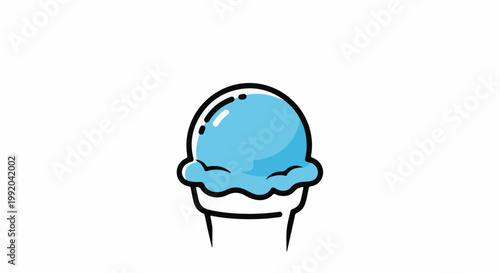 Simple cartoon illustration of a blue ice cream scoop in a cone