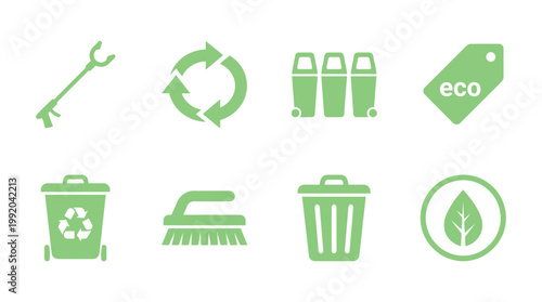 Minimal World Cleanup Day Icon Set Collection
