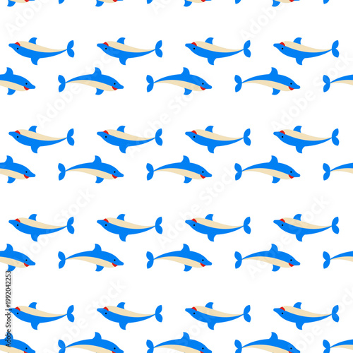 Blue dolphins pattern on transparent background for ocean day themes